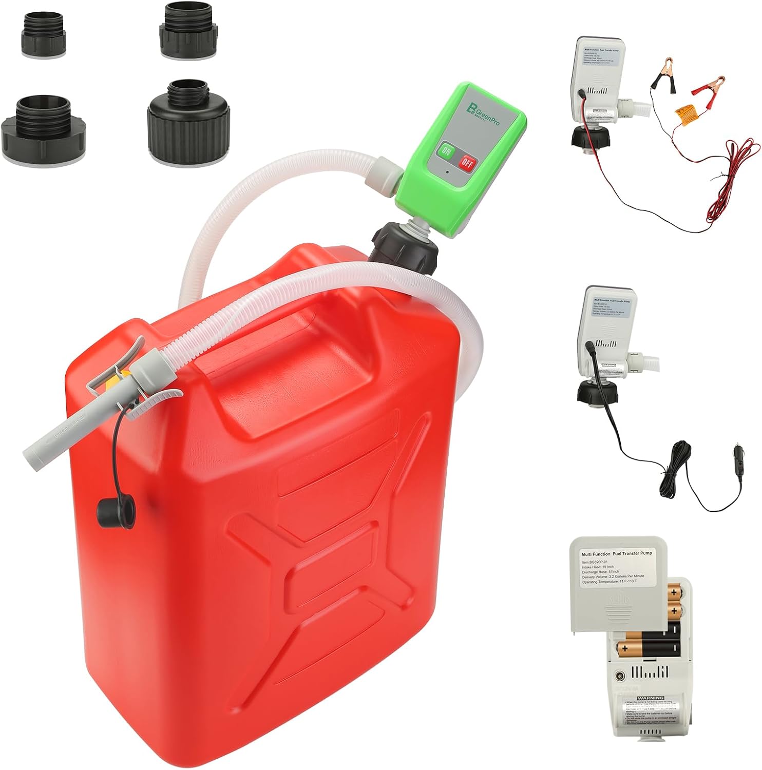 Bomba automática de transferencia de combustible, sensor de flujoparada automática de 3.2 GPM y protección contra desbordamiento, batería AACC 12 V,