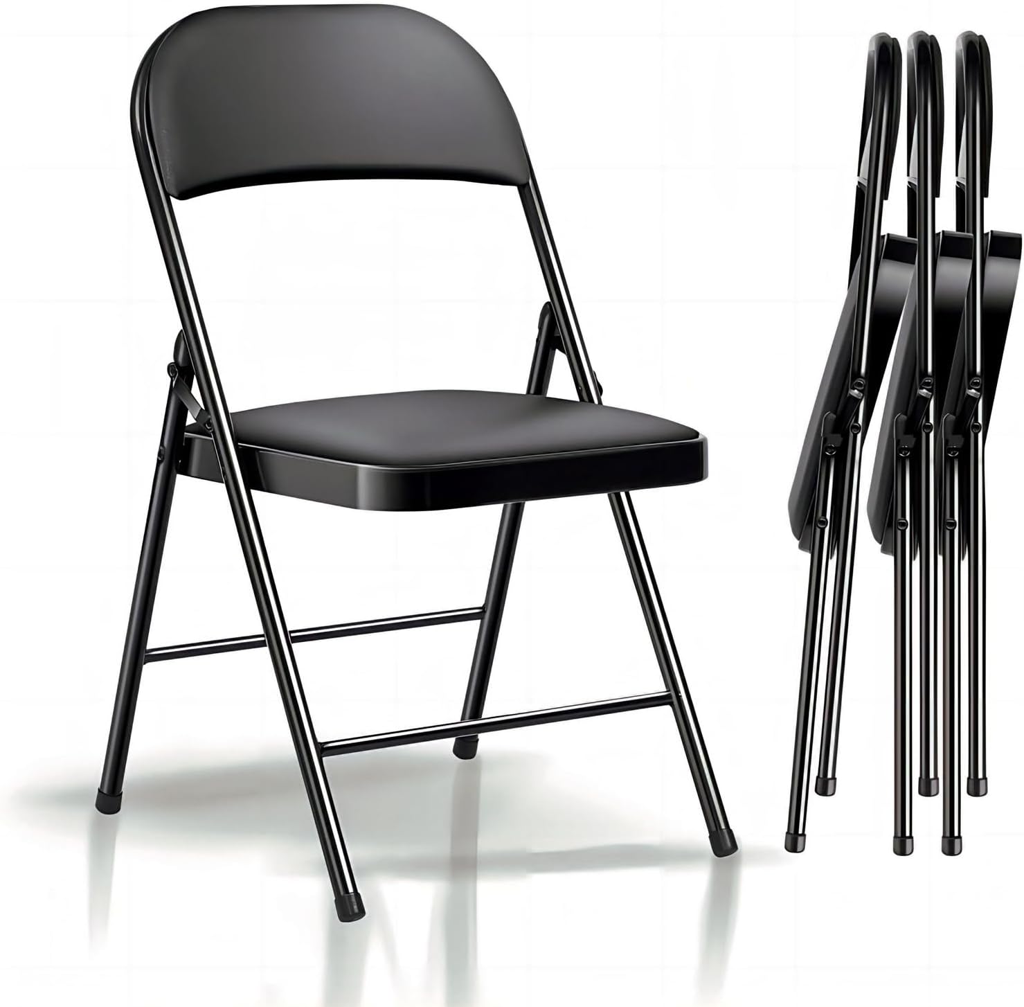 Sillas plegables con asientos acolchados, paquete de 4 sillas plegables acolchadas con marco de acero para el hogar y la oficina, eventos en