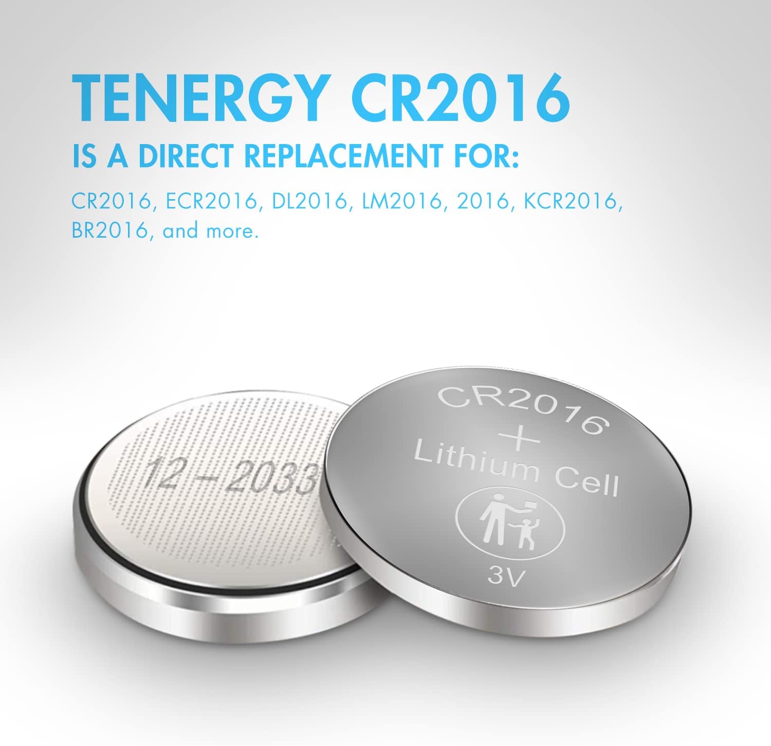 Tenergy Paquete de 10 pilas de botón de litio CR2016 y 3V CR2032 de 3 V, ideal para llaveros, AirTag, calculadoras, relojes y más