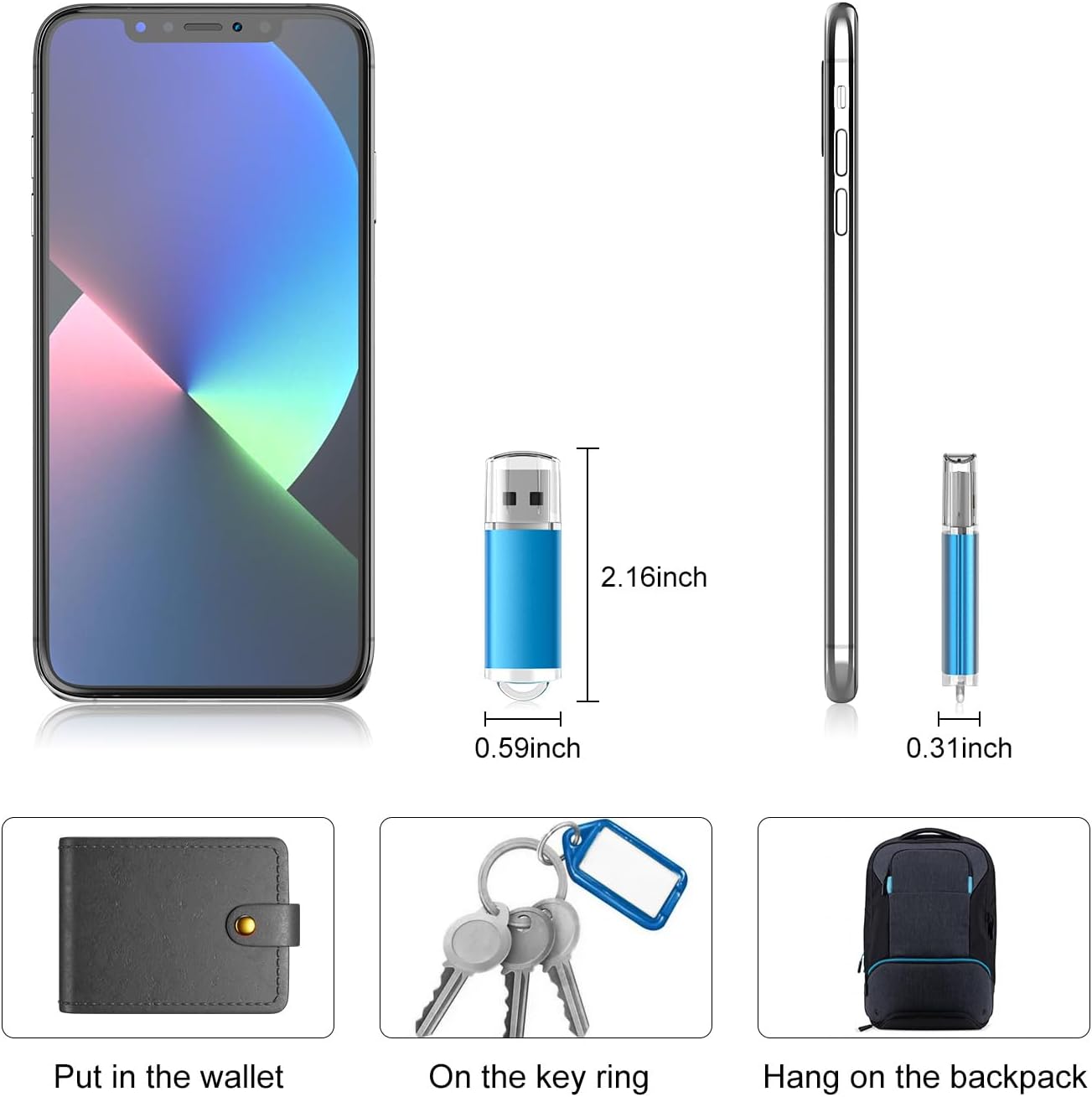 RAOYI Paquete de 10 unidades flash USB de 4 GB USB 2.0 Memory Stick Bulk Pulgar Drive Pen Drive Jump Drive-Blue