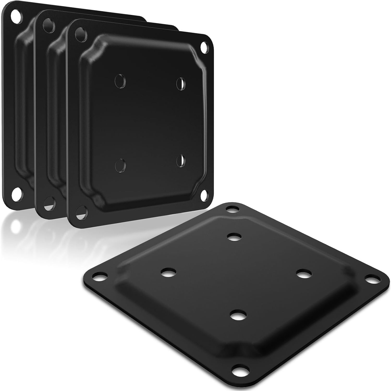 FOROIRON Paquete de 4 conectores de placa de poste de madera de 4 x 4 pulgadas, base de poste de cubierta con recubrimiento en polvo, base de