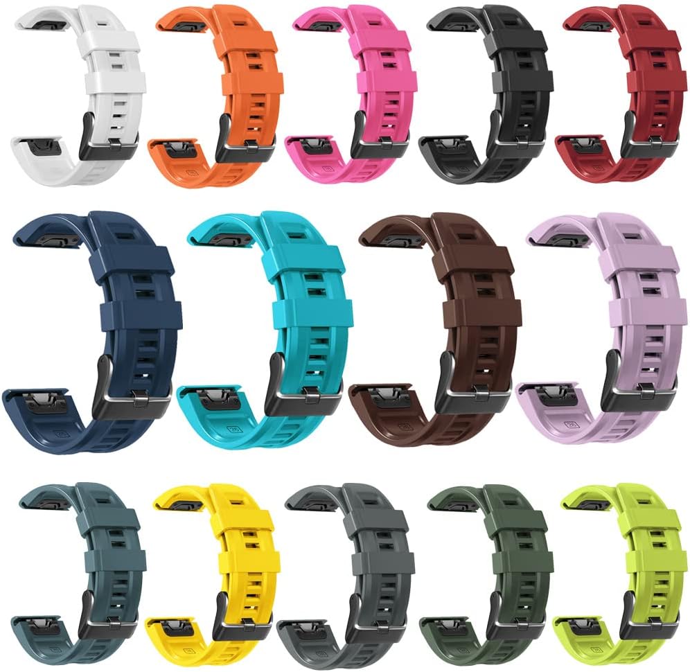 Correa de silicona compatible con Garmin Fenix 7X7X Pro6X6X Pro5X5X Plus33 HR, 1.024 in, ajuste rápido, pulsera de silicona suave, correa de