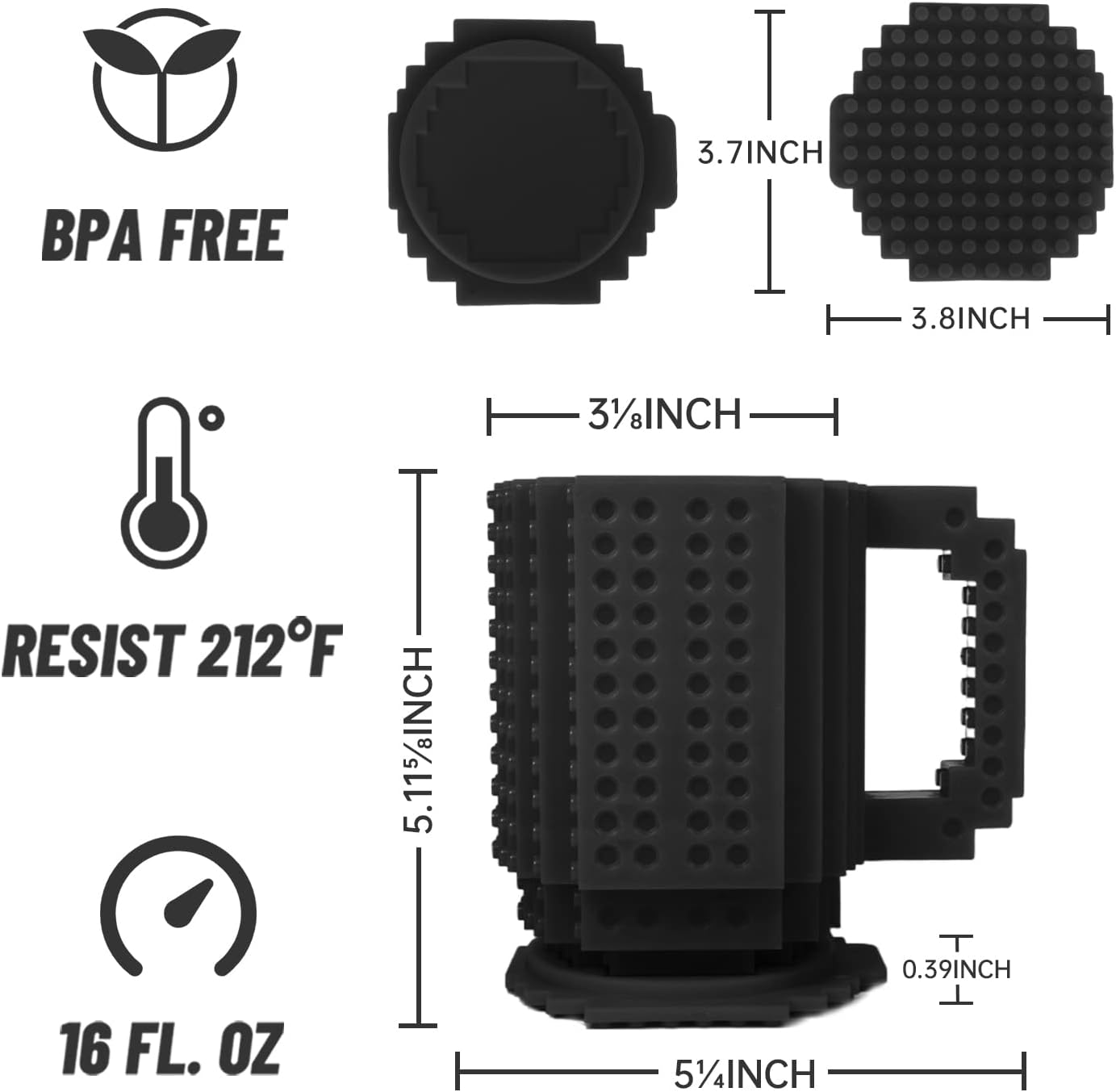 Fubarbar Novedosas tazas de café, taza de ladrillo para niños, taza de construcción con pajilla, divertido regalo de Navidadcumpleaños para hombres,