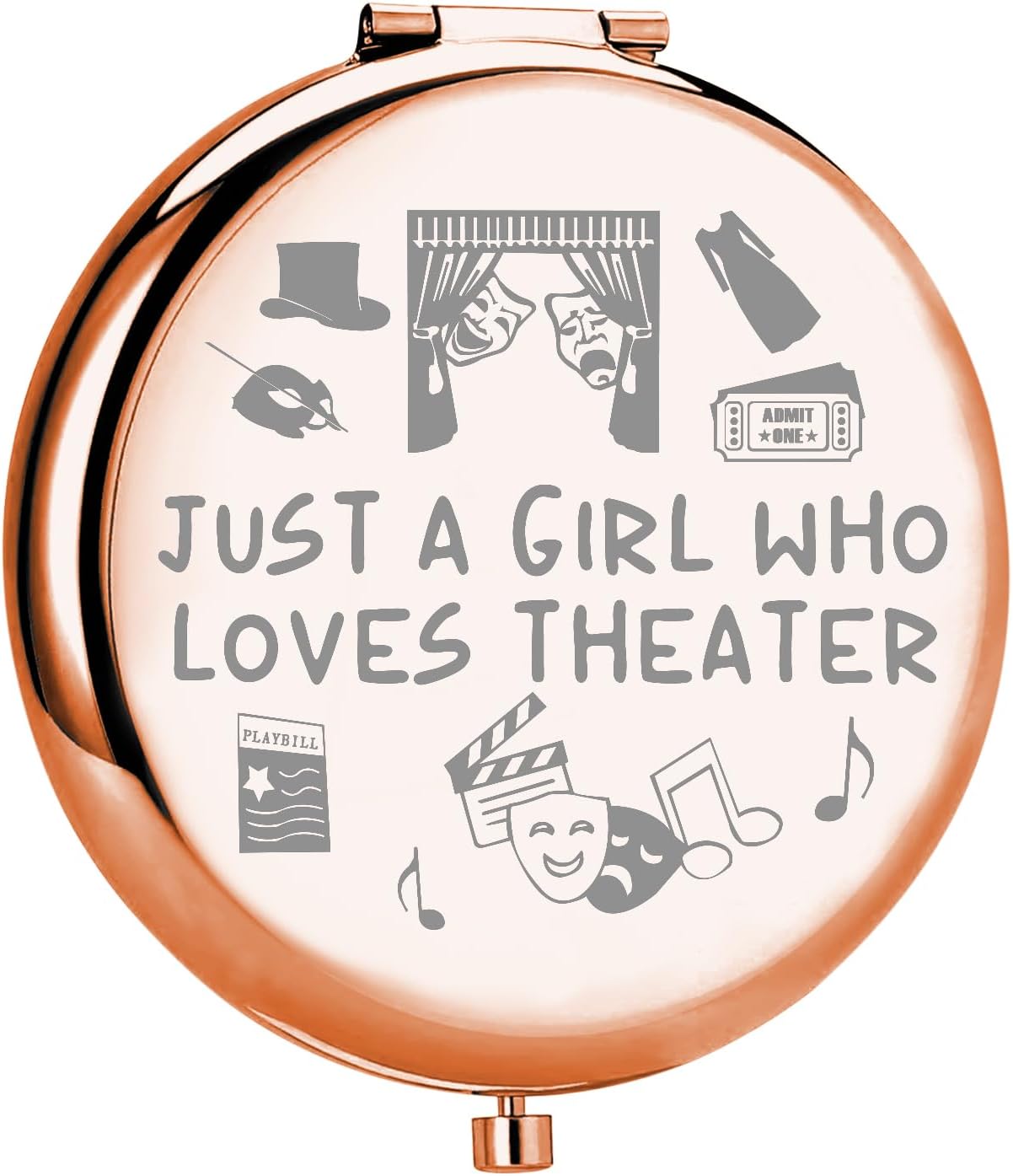 MYOSPARK Teatro dramático Espejo de maquillaje compacto Drama Regalo de graduación para estudiantes Drama Regalos de teatro Just A Girl Who Loves