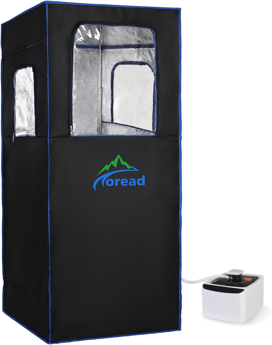 TOREAD Sauna de tamaño completo 600D lona, tienda de sauna plegable de vapor portátil con generador de vapor de 2.6L 1000W control remoto