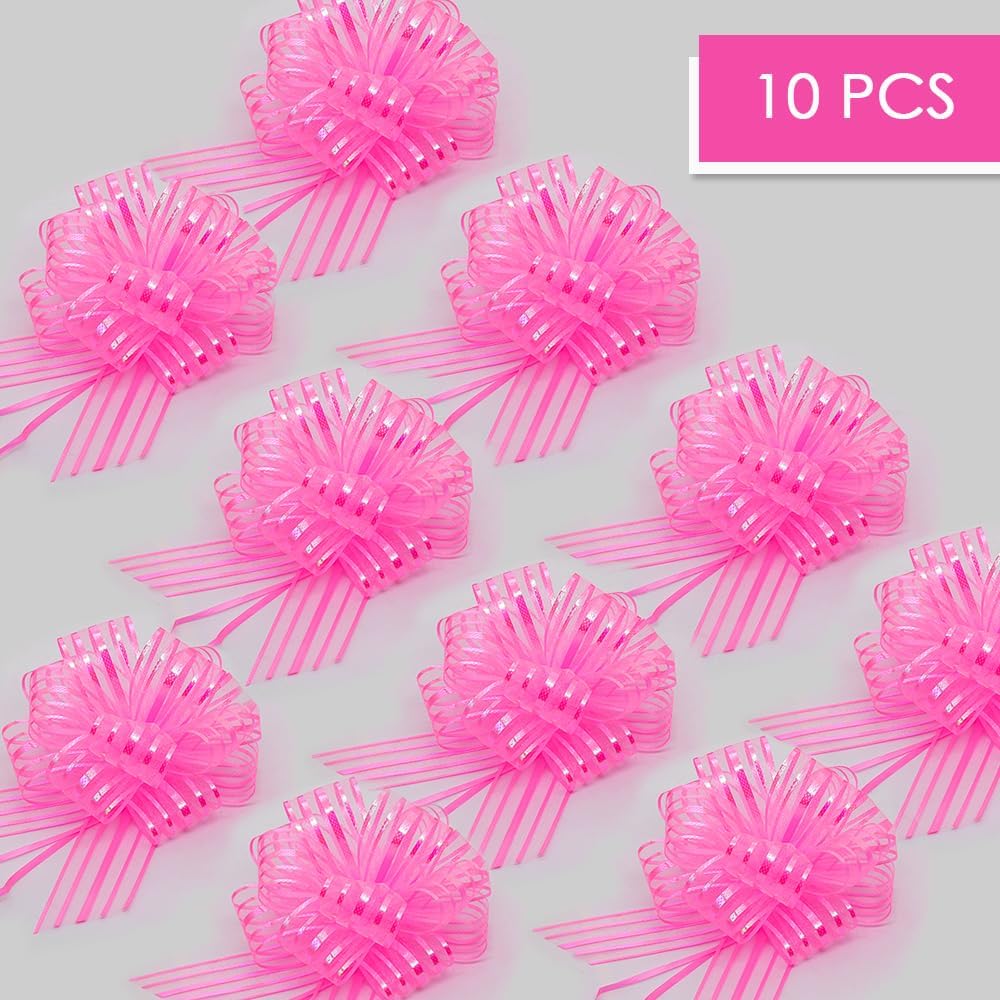 10 lazos para envolver regalos, lazos de regalo de 4 pulgadas para cesta de regalo, decoración de caja de regalo (rosa)