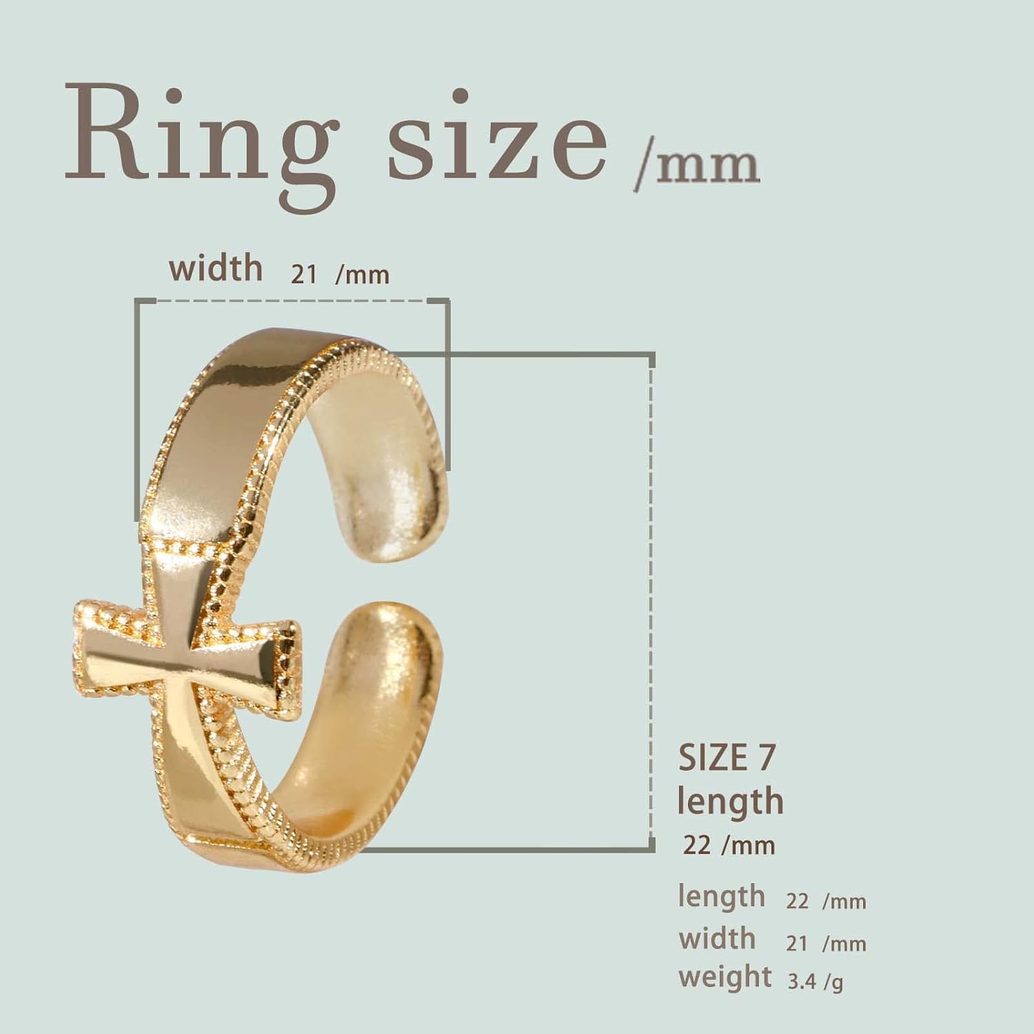 Anillo de cruz religiosa, anillo de boda cristiano para mujer, anillo texturizado de plata, joyería inspiradora, anillo para hija, ajustable,