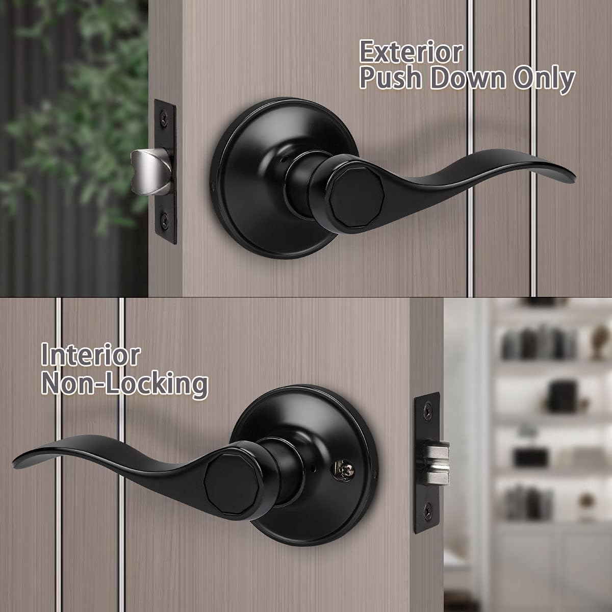 KNOBWELL Paquete de 15 manijas de puerta negras para interiores, perillas de puerta de paso con palanca para oficina, armario, pasillo, manija de