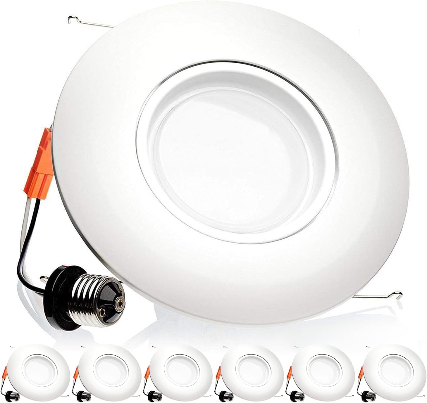 LEDONE Luz empotrable LED de cardán de 6 pulgadas, CRI90 regulable, retrofit de globo ocular ajustable IP20, luz de techo direccional de inclinación