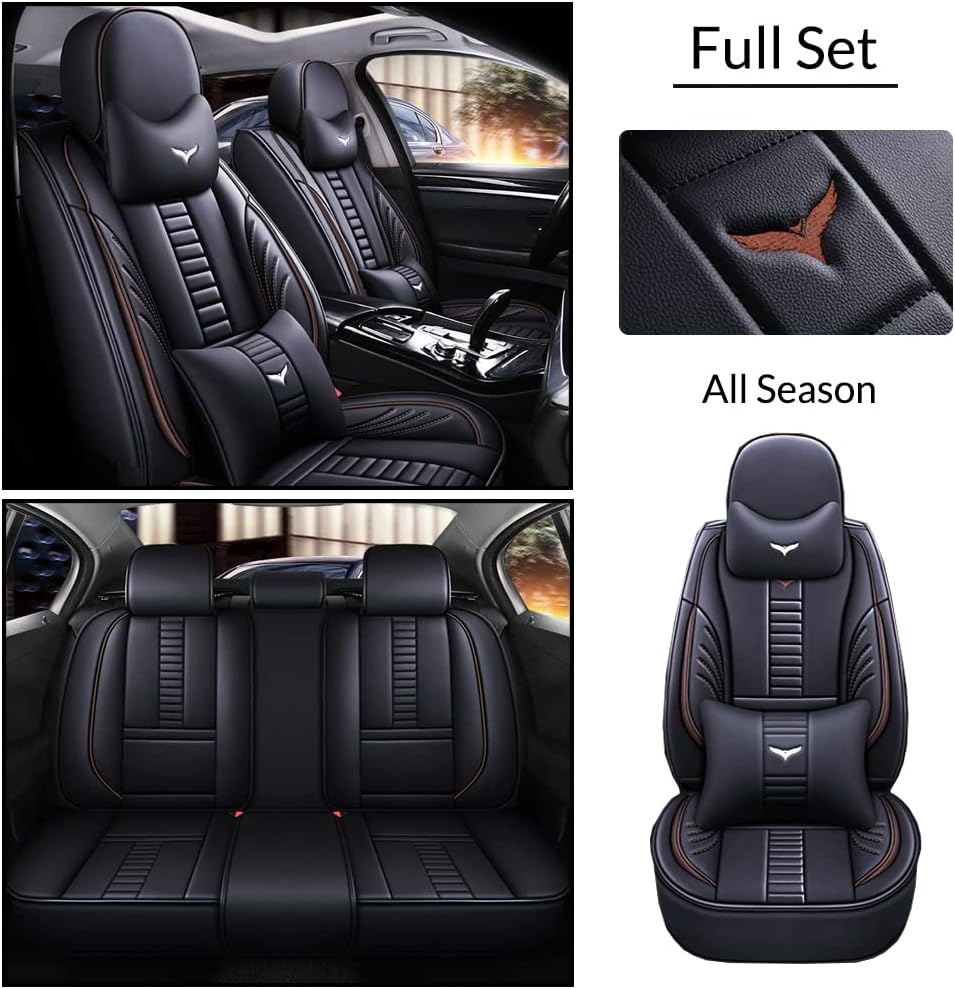 Juego completo de fundas de asiento de automóvil de ajuste universal para Audi A5 2010-2023, juegos interiores de automóvil de piel sintética con