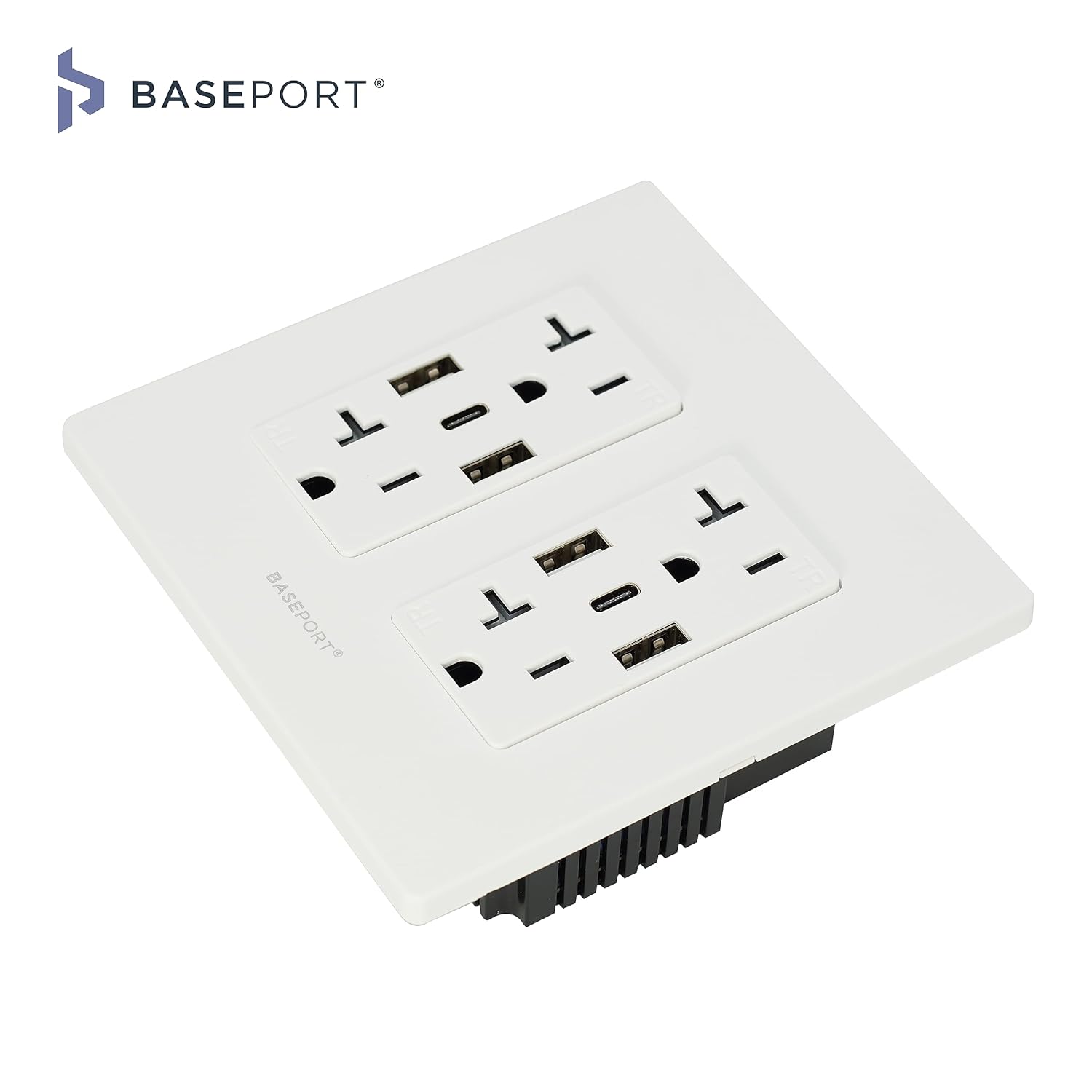 Toma de pared premium con puertos USB  125 V 20 Amp tomacorrientes USB, receptáculos de salida USB de 5 V6 A, doble USB-A, 1 USB-C, placa frontal