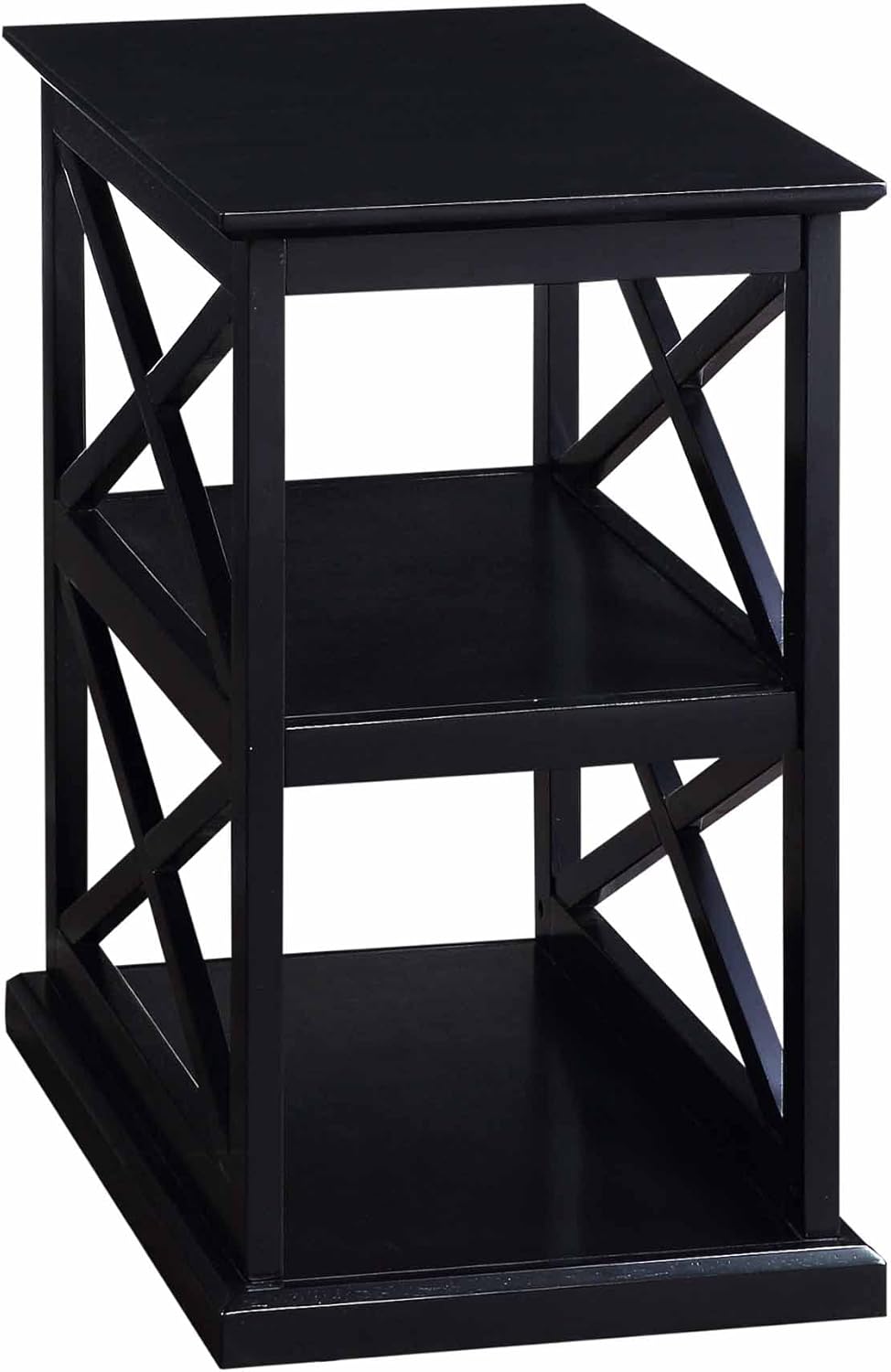 Convenience Concepts Coventry – Mesa auxiliar para silla con estantes, color negro