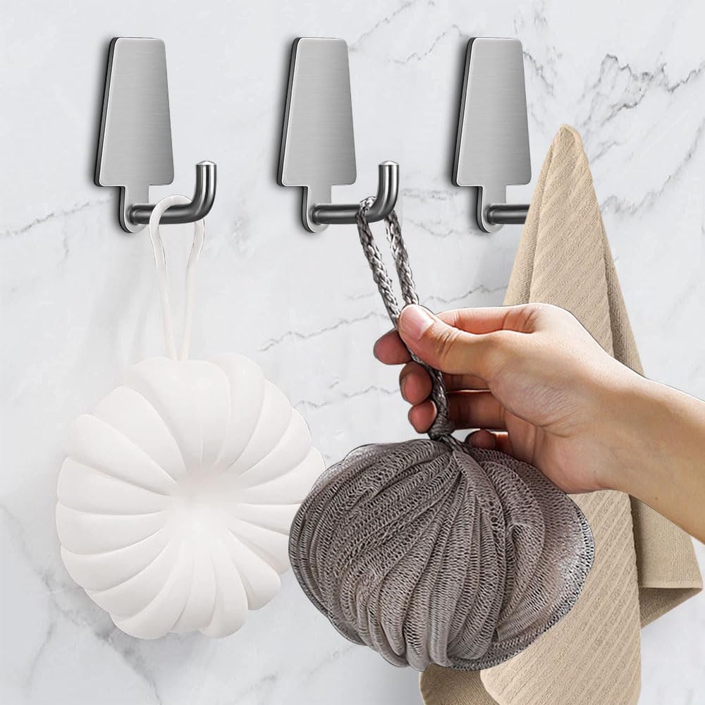 Ganchos de pared para colgar, ganchos para toallas de baño, gancho de acero inoxidable resistente al agua, ganchos modernos (gancho de pino, 8