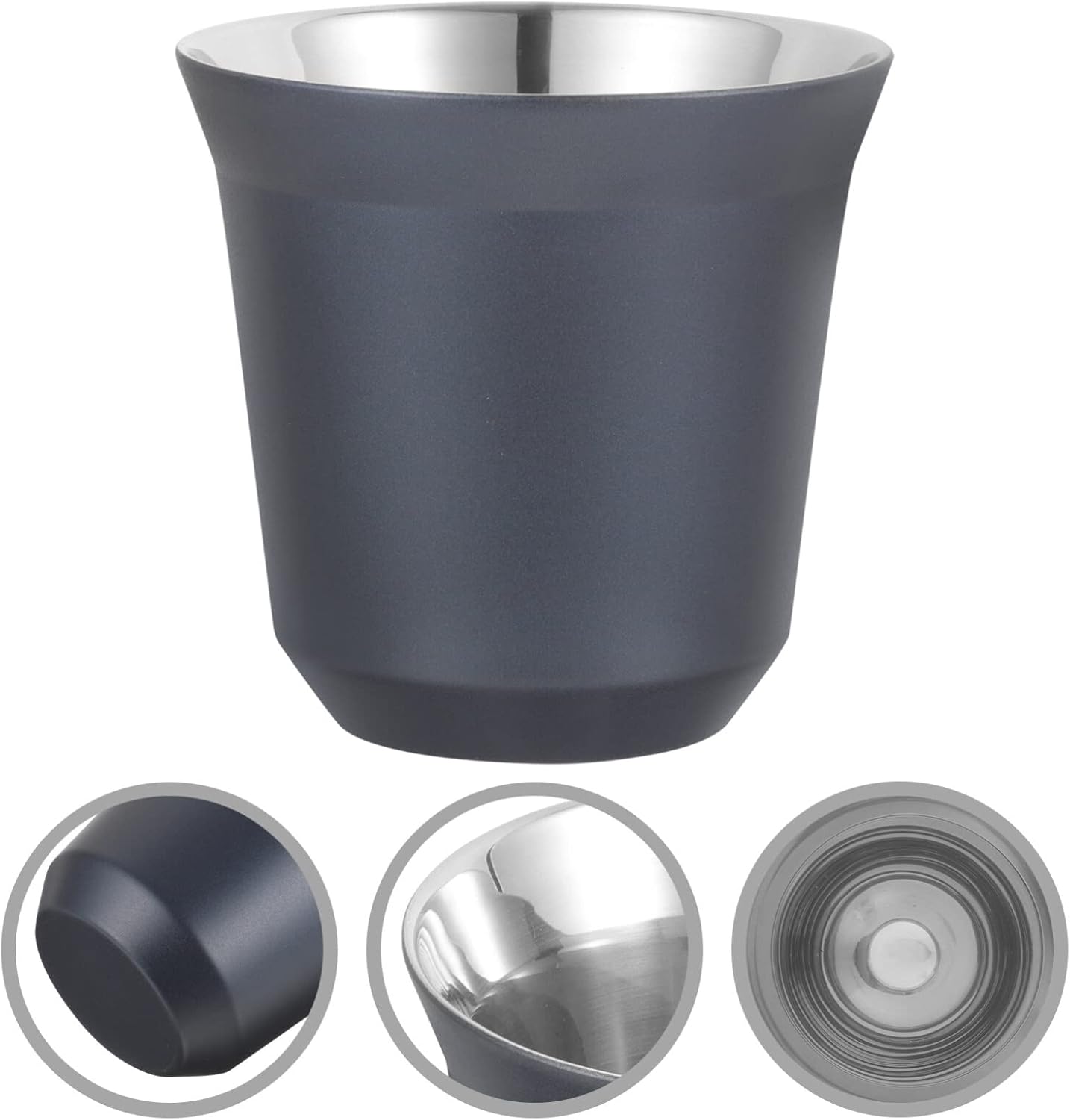BESTonZON Taza de café de metal para bebidas de acero inoxidable de doble capa, contenedor de vino aislado para café expreso, cerveza, capuchino,