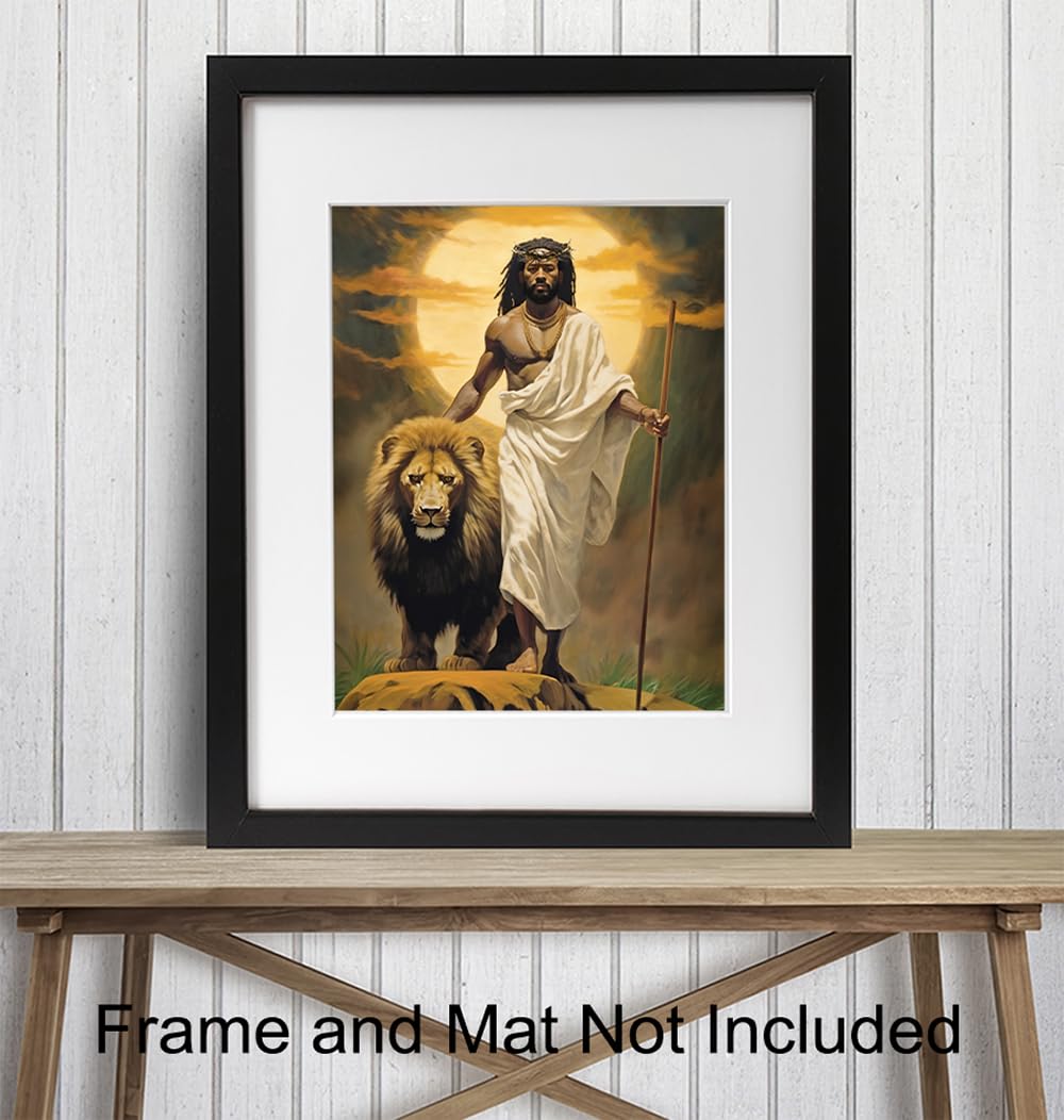 African American Art, Jesus Poster for Black Man – Inspiring Christian Gifts for African Americans, Black Men, Black women – Religious Wall Art –