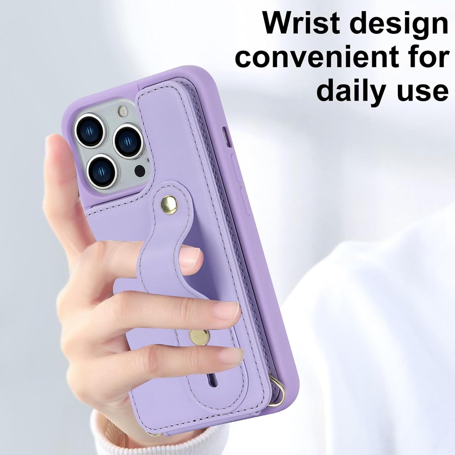 MYBAT PRO – Funda tipo cartera para iPhone 15 Pro, con tarjetero para mujeres y niñas, con correa, cierre magnético de piel sintética, con cordón