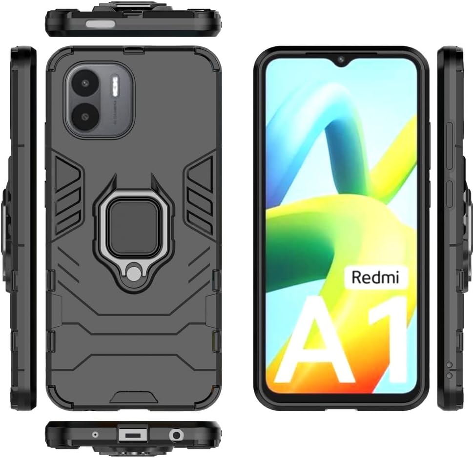 Funda para Xiaomi Redmi A1 Caso,Estuche Shell Soporte para Xiaomi Redmi A1 4G Case Negro