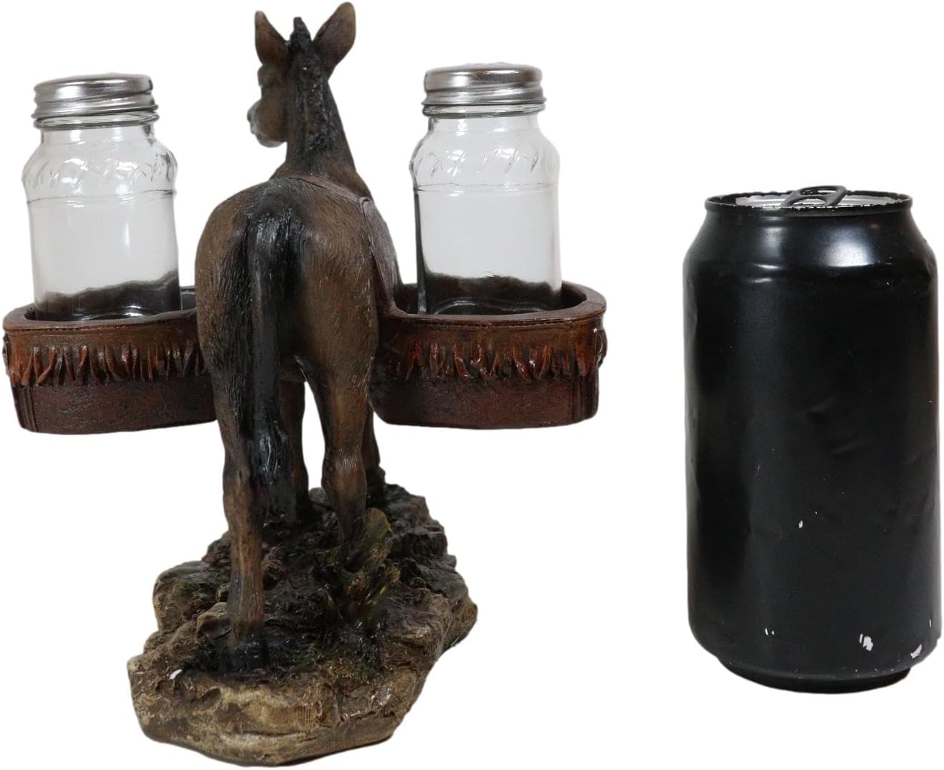 Ebros Gift Western Country Farm Mule Donkey Ass Carrying Saddlebags Figurine Salt Pepper Shakers Holder Decoración De Animales De Trabajo Caballos