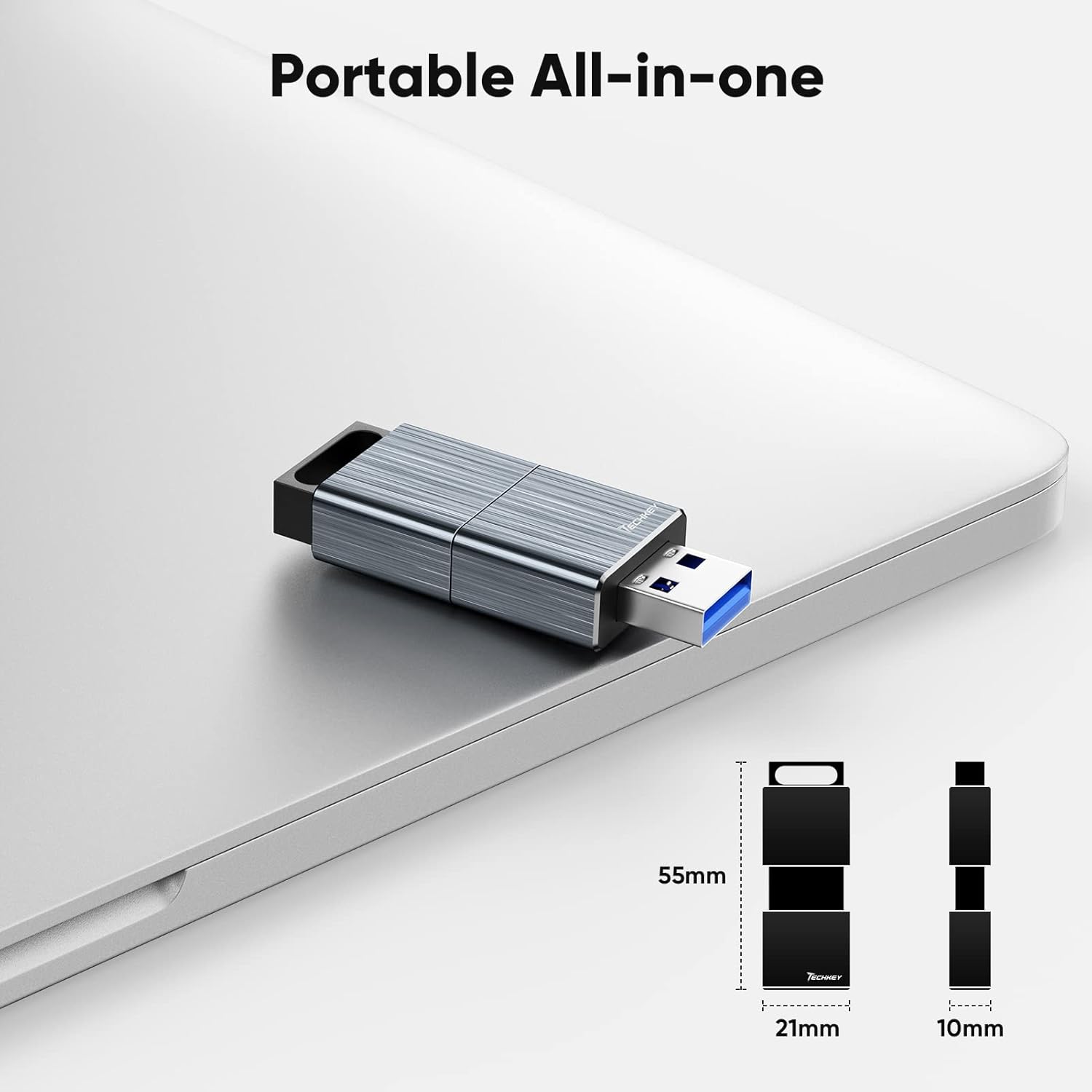 Unidad flash USB 3.0 de 128 GB, Techkey F90 Pen Drive de alta velocidad sin tapa, Pendrive retráctil USB Memory Stick resistente a los golpes,