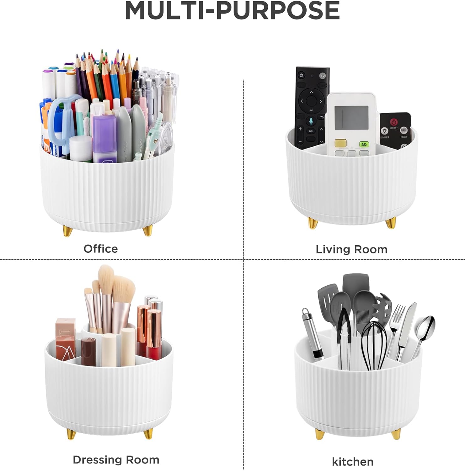 HBlife 2 soportes para lápices para escritorio, 5 ranuras organizadores y accesorios giratorios de 360 grados, suministros de papelería de
