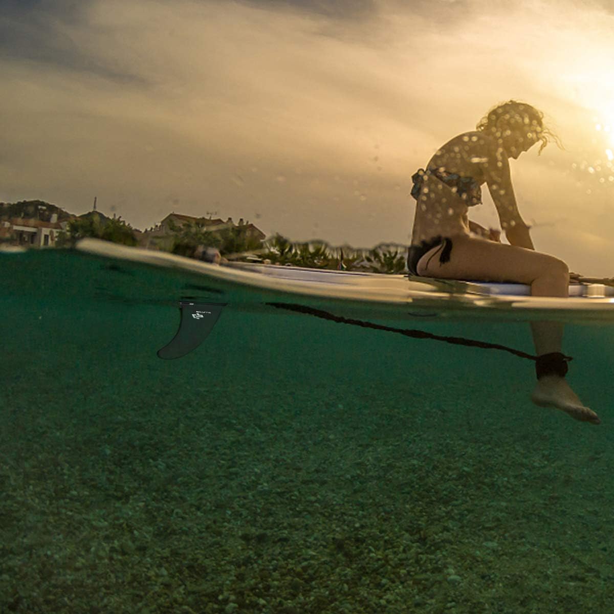 Goplus Aleta central desmontable de 9 pulgadas para surf y SUP para longboard, tabla de surf y paddleboard reemplazo de aleta rápida
