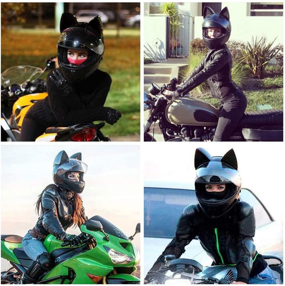 Cat Ear Offroad Helmets,Men and Women Full Face Motorcycle Helmet,for Dirt Bike, Four-Wheeled ATV