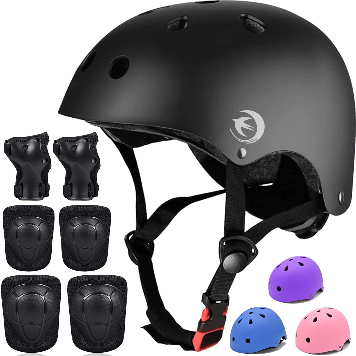 FOOKCIAN Kids Bike Helmet,Toddler Skateboard Helmets for Ages 2-3-5-8-14 Years Boys Girls with Knee and Elbow Pads Wrist Guards fit Roller