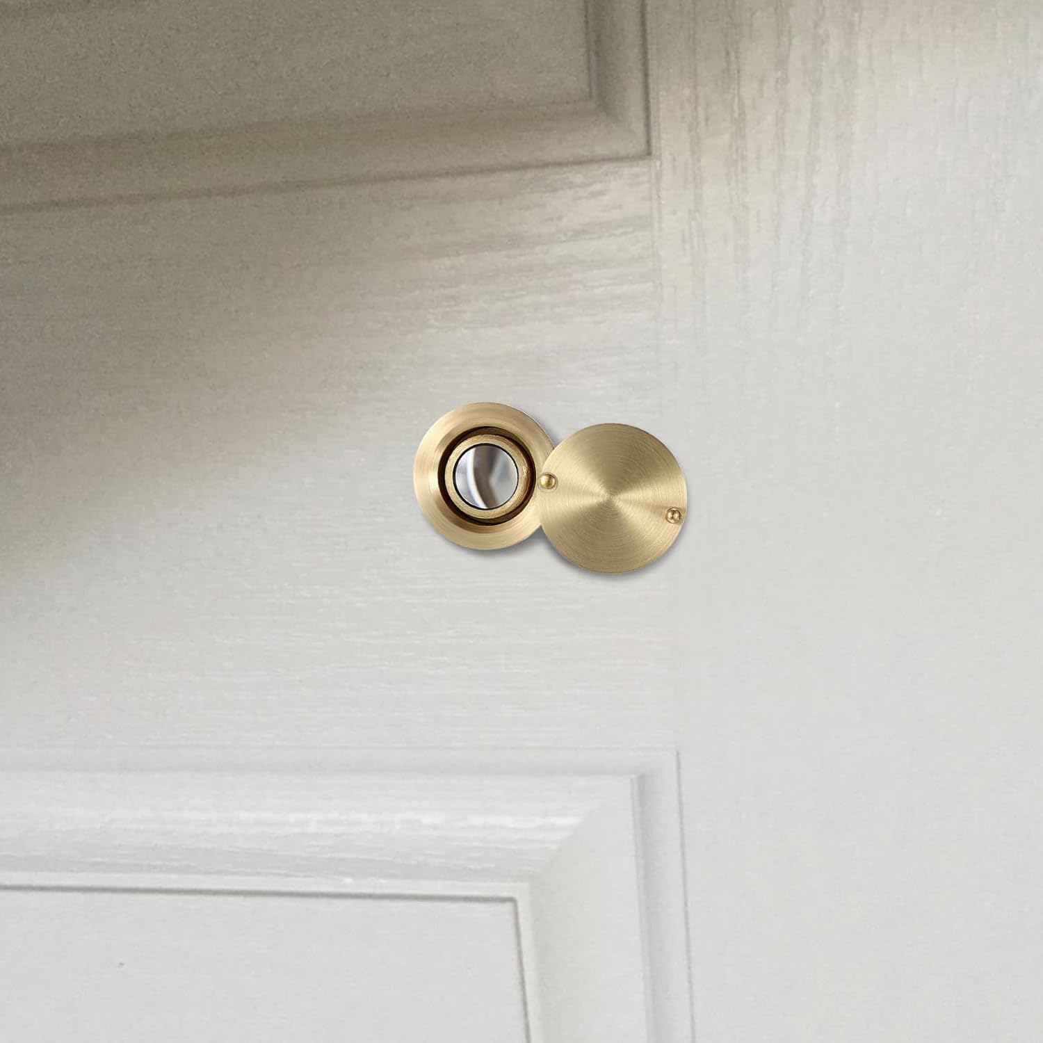 Sumnacon Visor de puerta grande de 220 grados con cubierta de privacidad giratoria resistente, mirilla de seguridad de latón macizo para puertas de