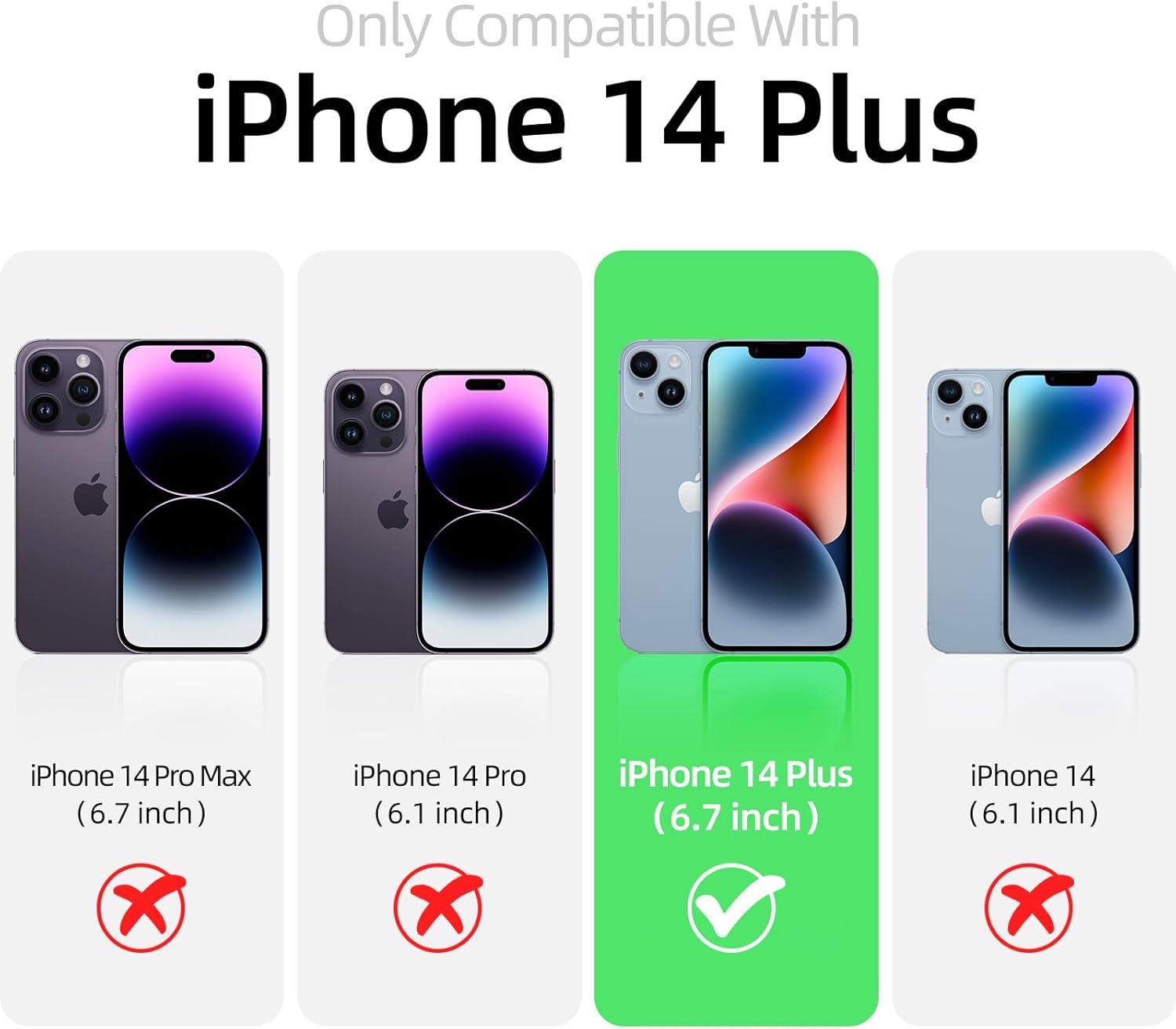 JOOSKO Funda para iPhone 14 Plus, funda de silicona líquida, forro de microfibra suave antiarañazos, protección de cuerpo completo de grado militar,