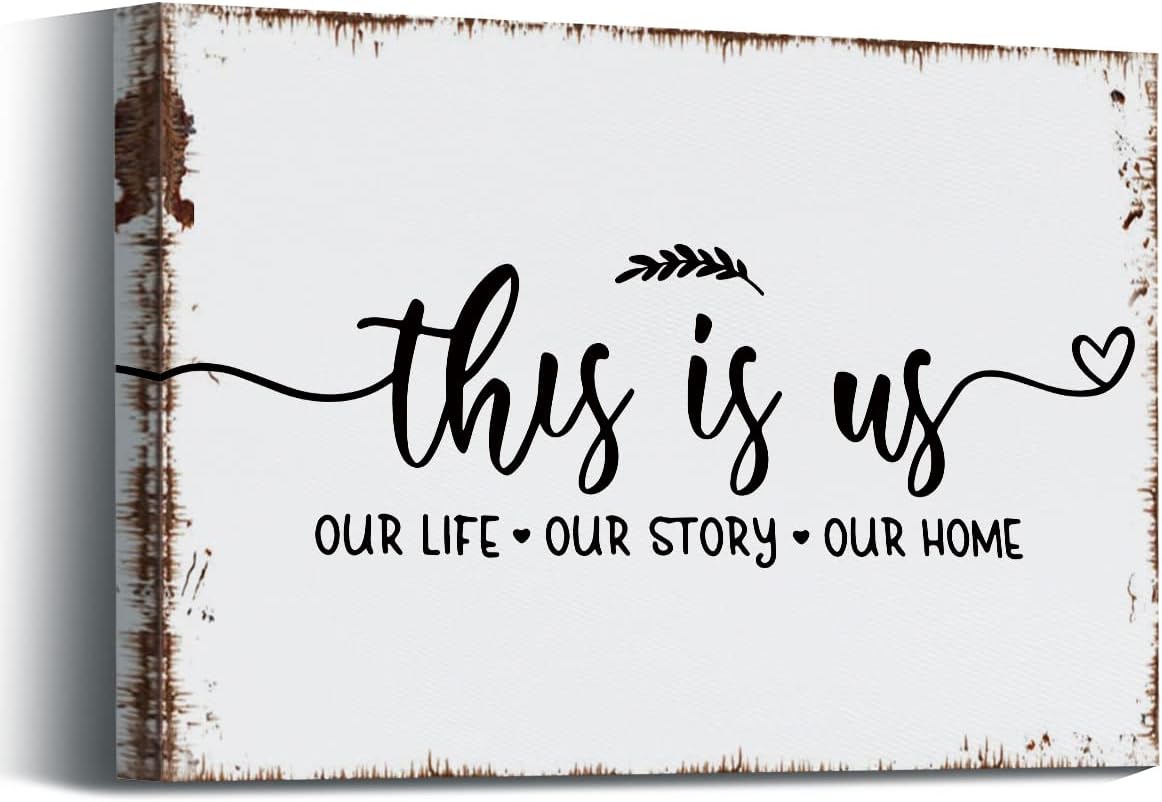 This Is Us Our Life Our Story Our Home Farmhouse – Arte de pared vintage para decoración de pared en lienzo con temática del hogar, baño,