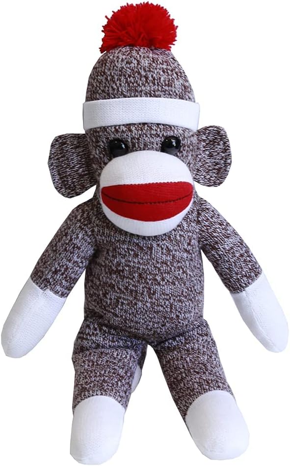 Plushland Adorable mono calcetín, el original juguete de peluche tradicional tejido a mano, regalo para niños, bebés, adolescentes, niñas y niños,