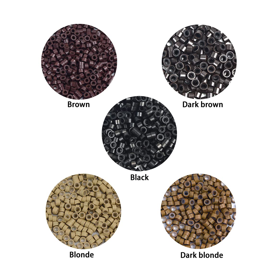 500 piezas de microanillos forrados de silicona, cuentas forradas de 0.197 in para extensiones de cabello (negro)