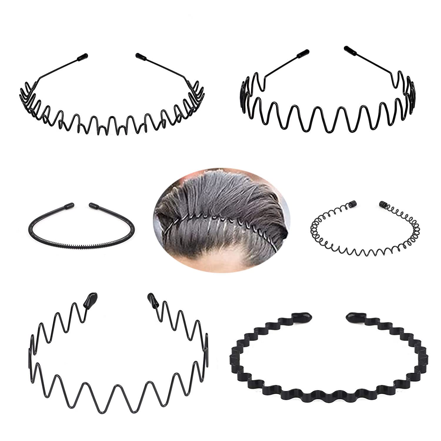 Diademas de metal para hombres y mujeres, diadema japonesa de los años 90, bandas para el cabello para hombres, banda de metal con peine de banda de
