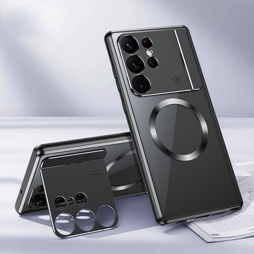 Para Samsung s22s23ultra Soporte plegable de succión magnética para aromaterapia, Streamer Metal esmerilado Soporte plegable magnético Shell púrpura