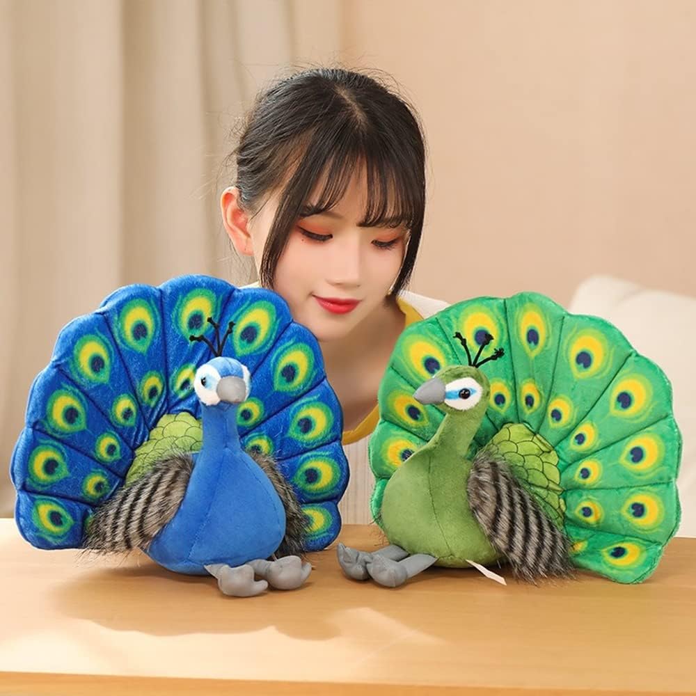 Bonito juguete de peluche Kawaii de pavo real, lindo muñeco de peluche suave de animal Peahen, bonito regalo de decoración de cumpleaños para el
