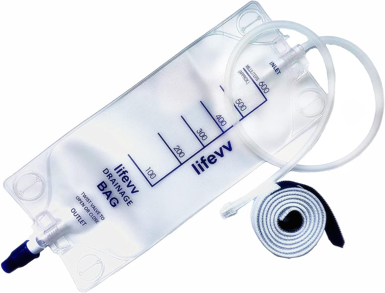 Bolsa de drenaje de orina de 20.3 fl oz, bolsa de drenaje con bolsa transparente, bolsa de nefrostomía, con tubo de silicona de 24 pulgadas, válvula