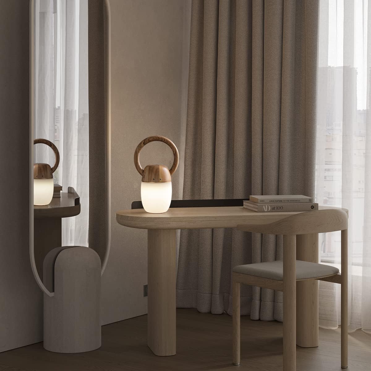JLBMXY&LS Lámpara de noche de madera con control táctil, lámpara de mesa de noche regulable con lámpara de escritorio USB C para dormitorio, sala de