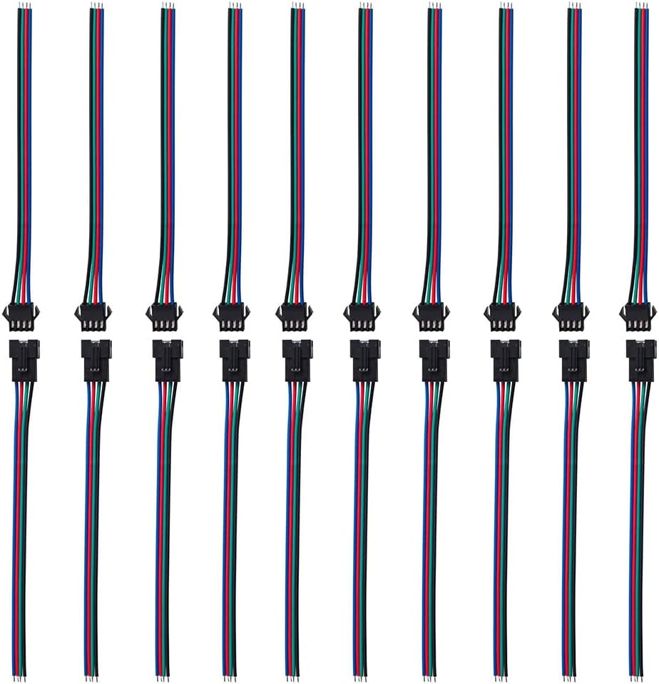 10 pares 4pin JST SM hembramacho conectores 5.9 in 22AWG cable para RGB 5050 3528 APA02 WS2815 WS2813 LED tira de luz