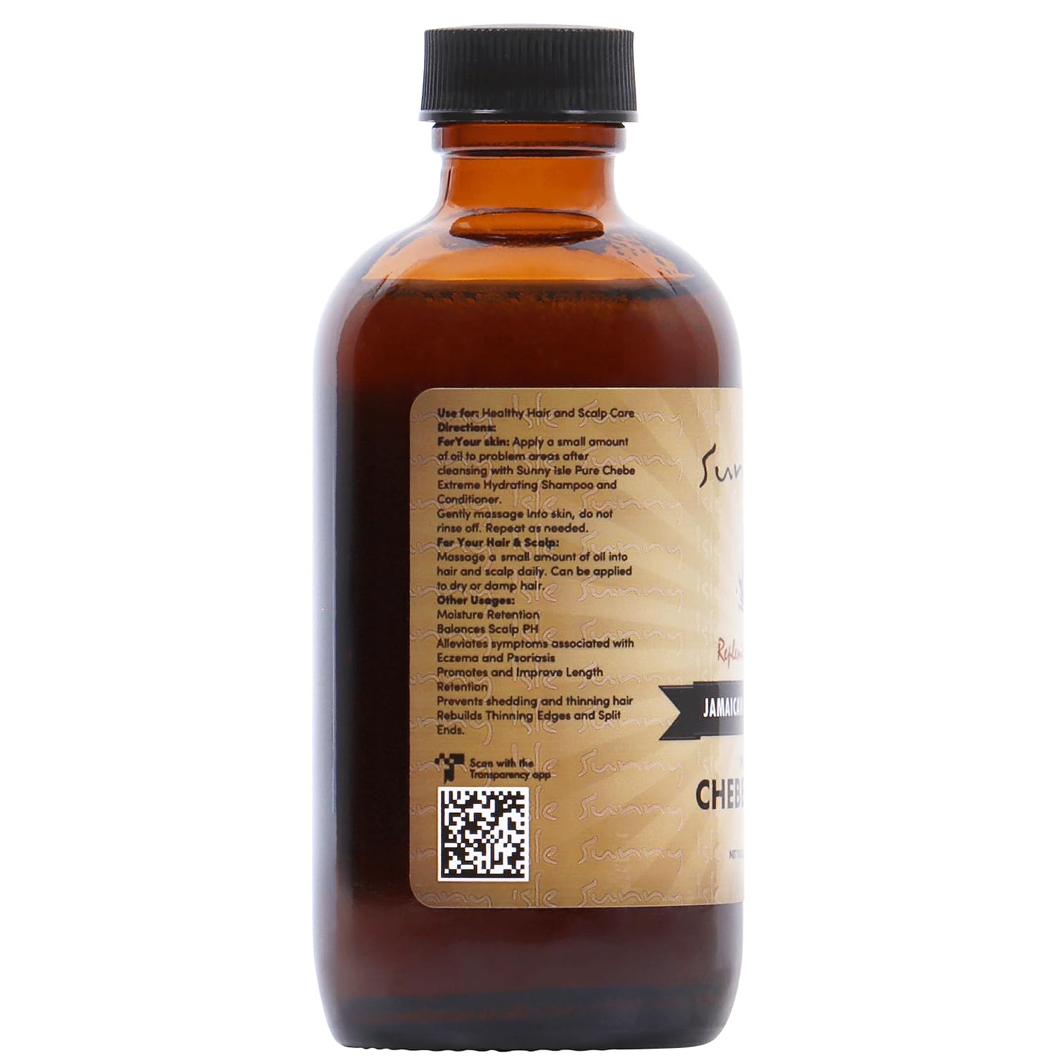 Sunny Isle Aceite de ricino negro jamaicano infundido con polvo de Chebe africano totalmente natural de 4 onzas  Para cabello más largo y fuerte