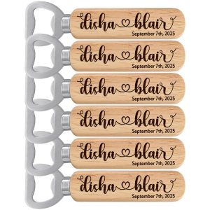 Personalized Bottle Openers, Wooden Custom Couple’s Names & Date Openers for Wedding Gift, Idea Gifts for Wedding (Set of 6) Personalized Bottle Openers, Wooden Custom Couple’s Names & Date Openers for Wedding Gift, Idea Gifts for Wedding (Set of 6)