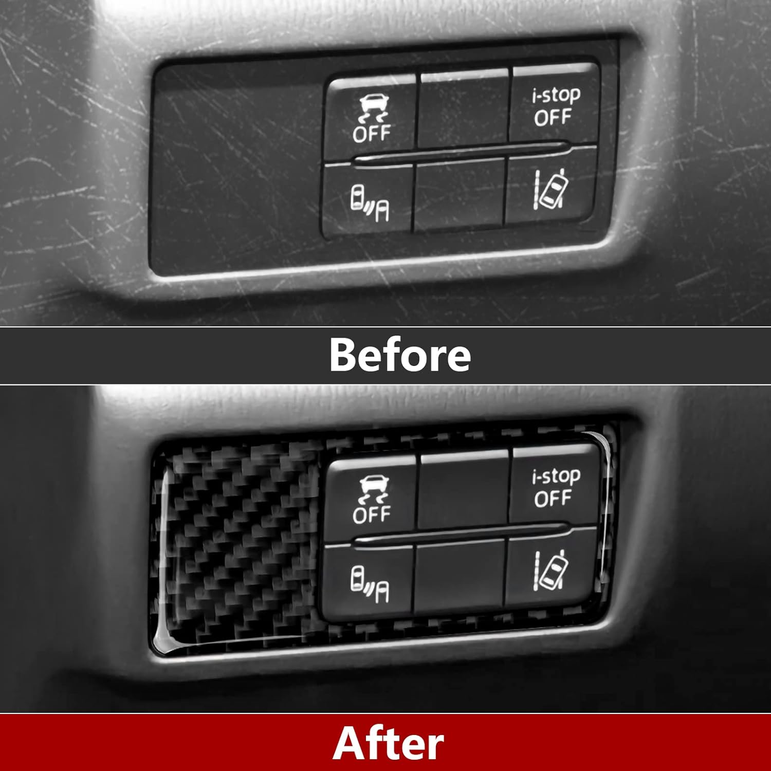 Cubierta de botón de arranque de coche, calcomanía de fibra de carbono, decoración para Mazda MX5, Miata, MX5, ND, 2016, 2017, 2018, 2019, 2020,