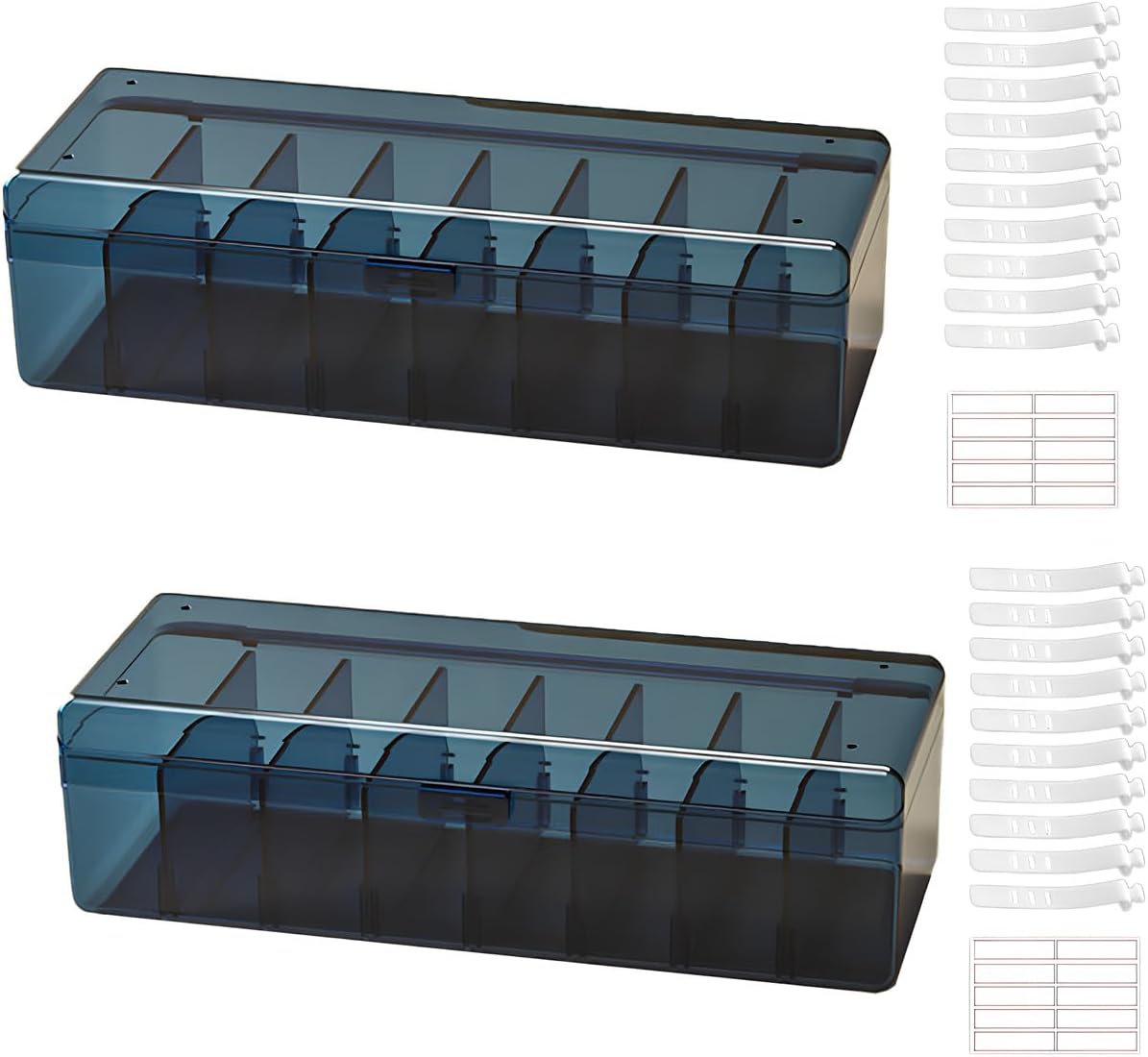 Caja organizadora de cables transparente con tapa, organizador de almacenamiento de cable de carga, caja organizadora de cables de carga,