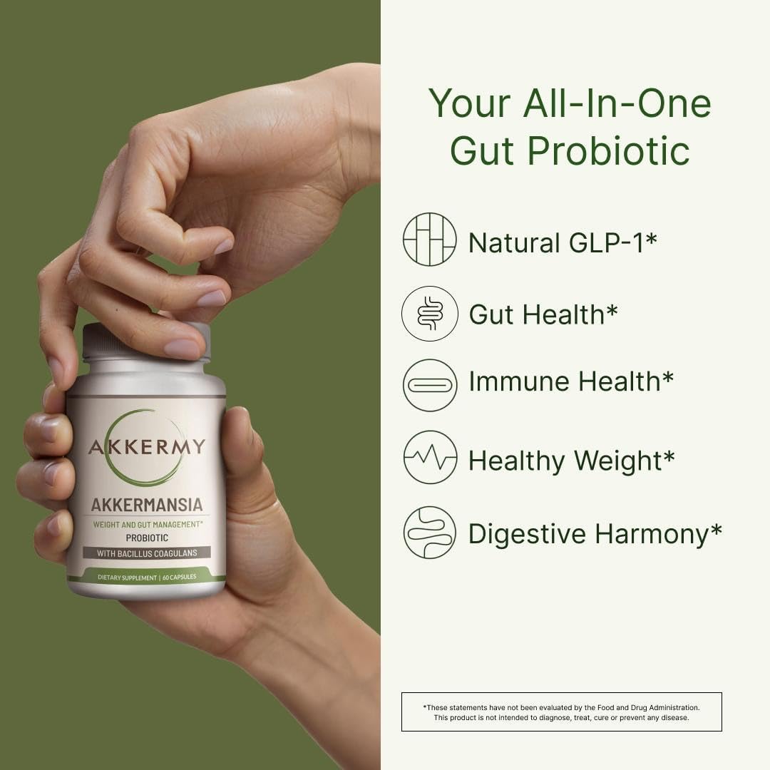 Akkermansia Probiótico (60 cápsulassuministro de 2 meses)  Aumenta la producción de GLP-1  Apto para SIBO, vegano, sin gluten  Incluye Bacillus