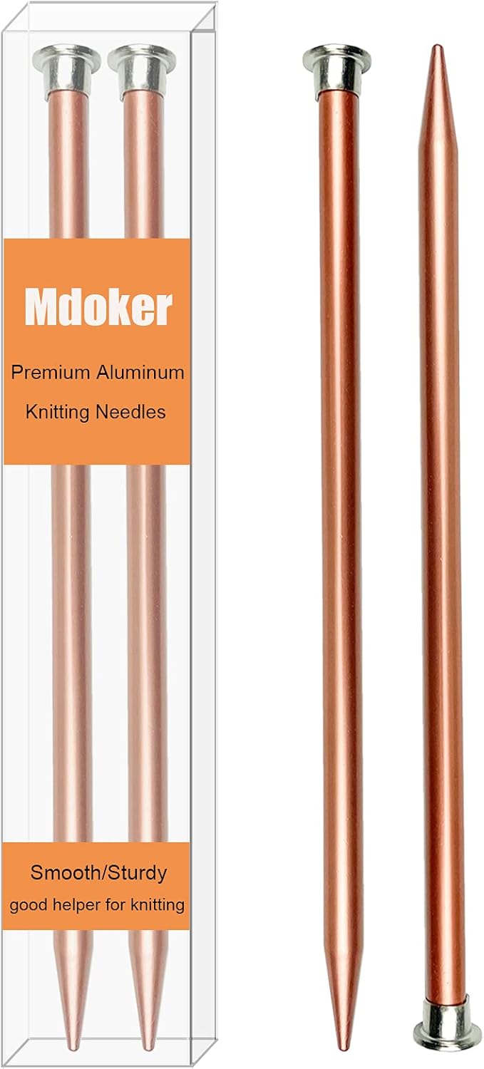 Mdoker Agujas de tejer de aluminio de 13.8 pulgadas, de color, rectas, de un solo punto, para proyectos de tejer, talla 13 de EE. UU. (0.354 in)