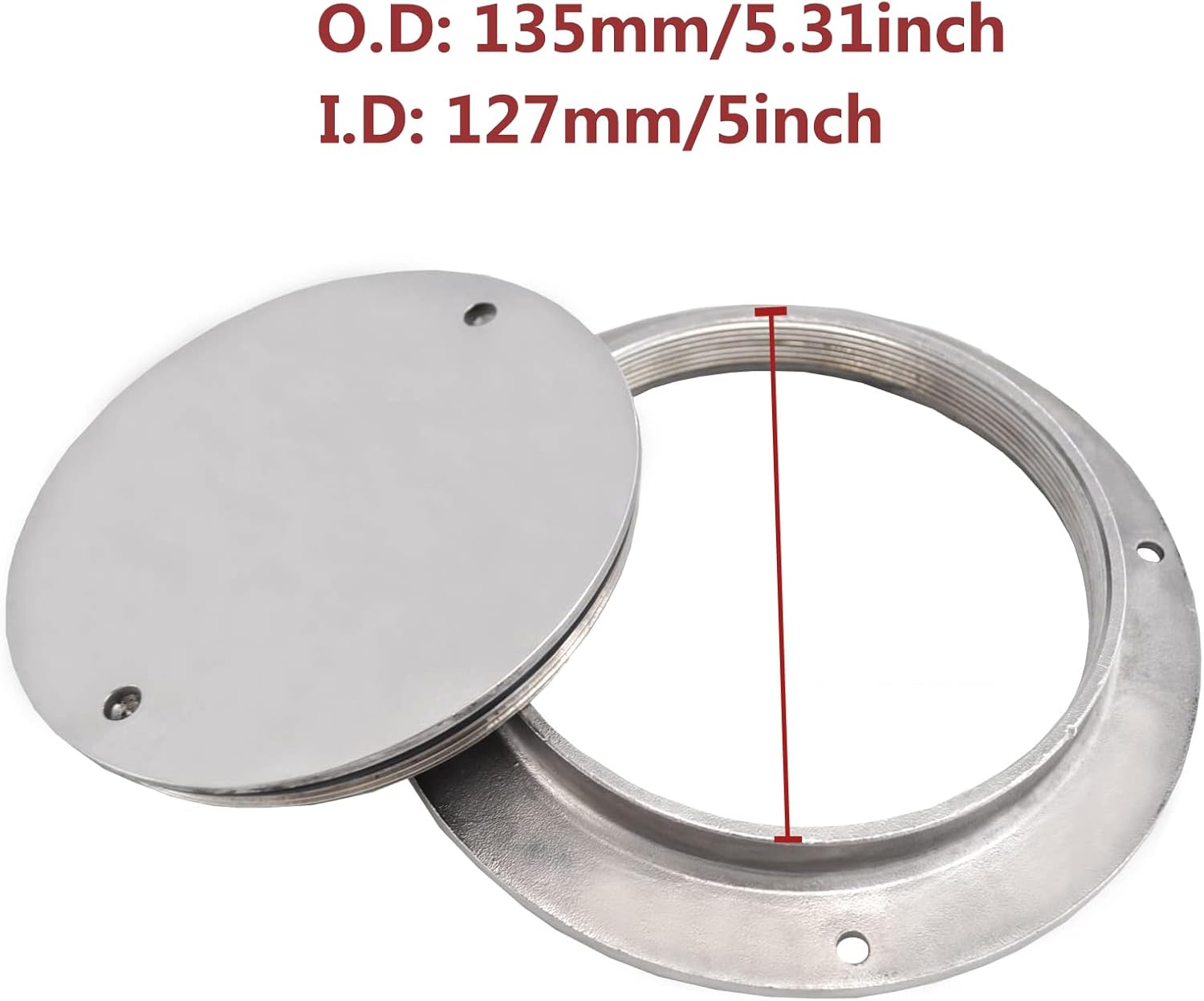 Escotilla de barco de 5 pulgadas 316 de acero inoxidable redonda antideslizante 2 ojos placa de cubierta de escotilla de inspección con cubierta