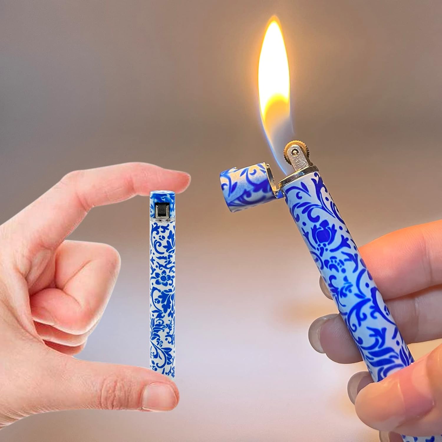 Encendedor de antorcha de 2 piezas, mini tira cilíndrica recargable, encendedor de gas suave, portátil, ajustable, para cocina, interior, exterior,