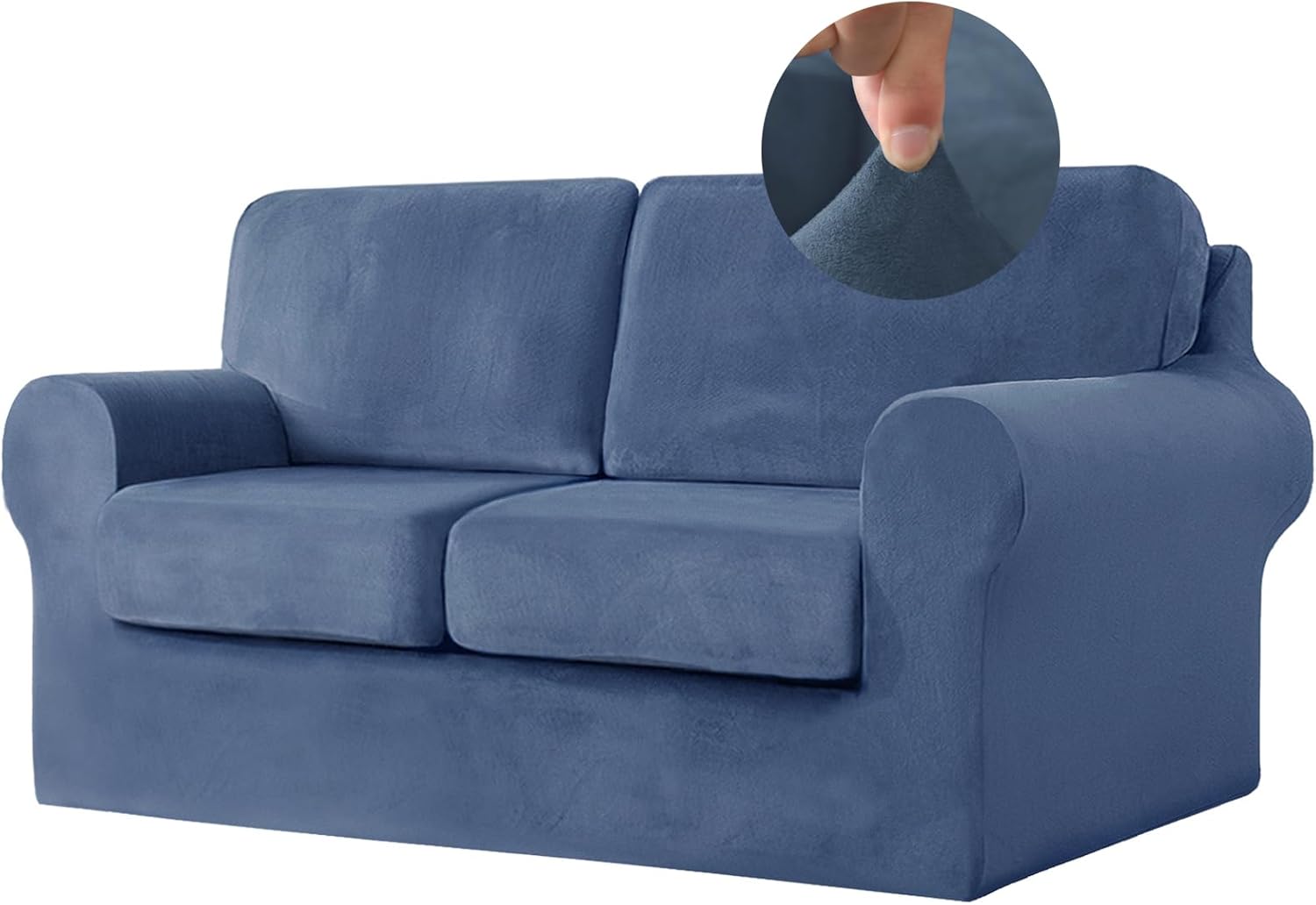 AkbiK Fundas para sofá, 357 piezas, fundas de terciopelo elástico de felpa para sofá de 3 cojines, protector de muebles suave antideslizante para