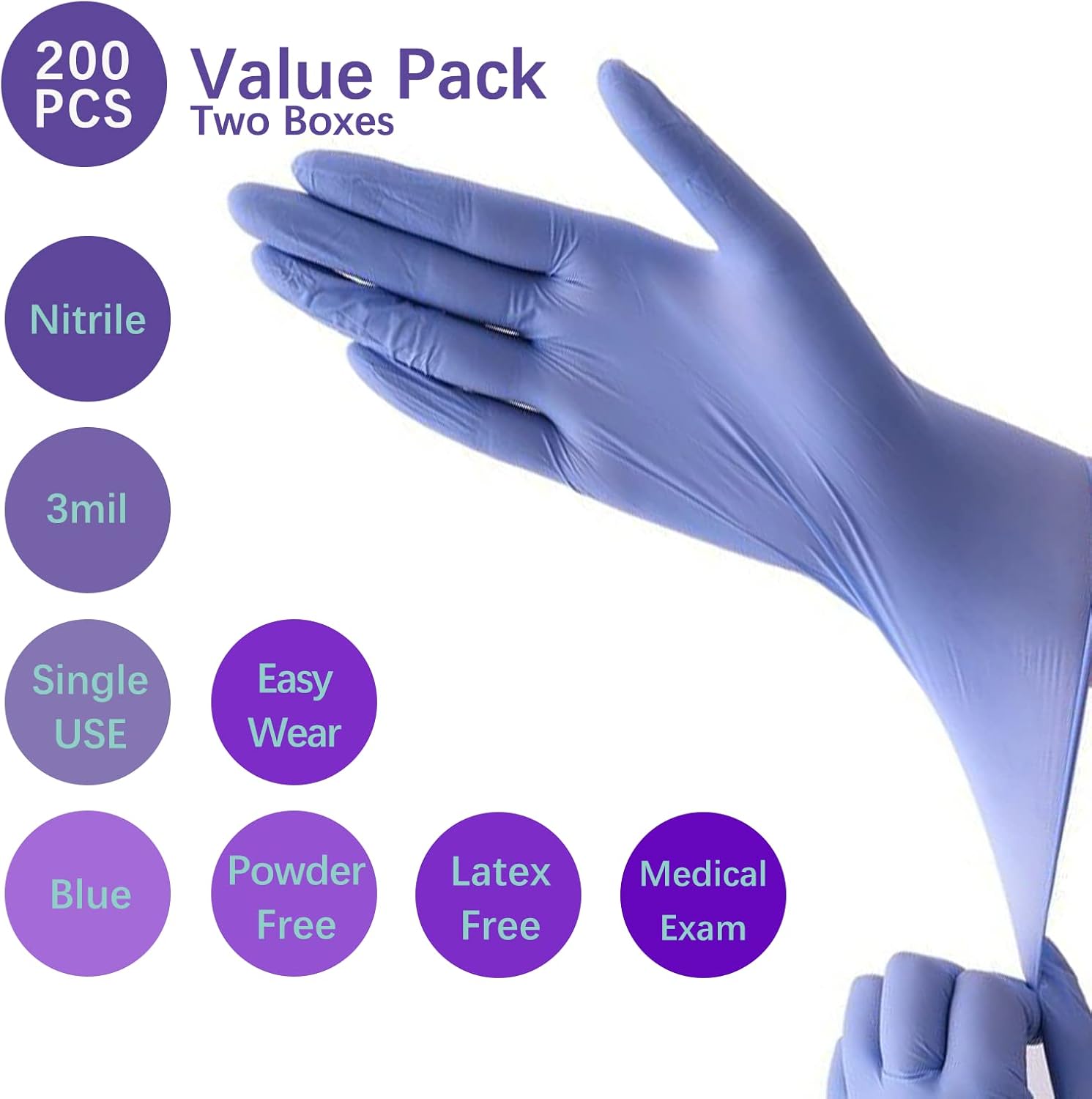 Dr.GreenPanda Guantes azules de nitrilo para examen médico para atención médica, preparación de alimentos, cocina, limpieza, multiusos, sin látex y