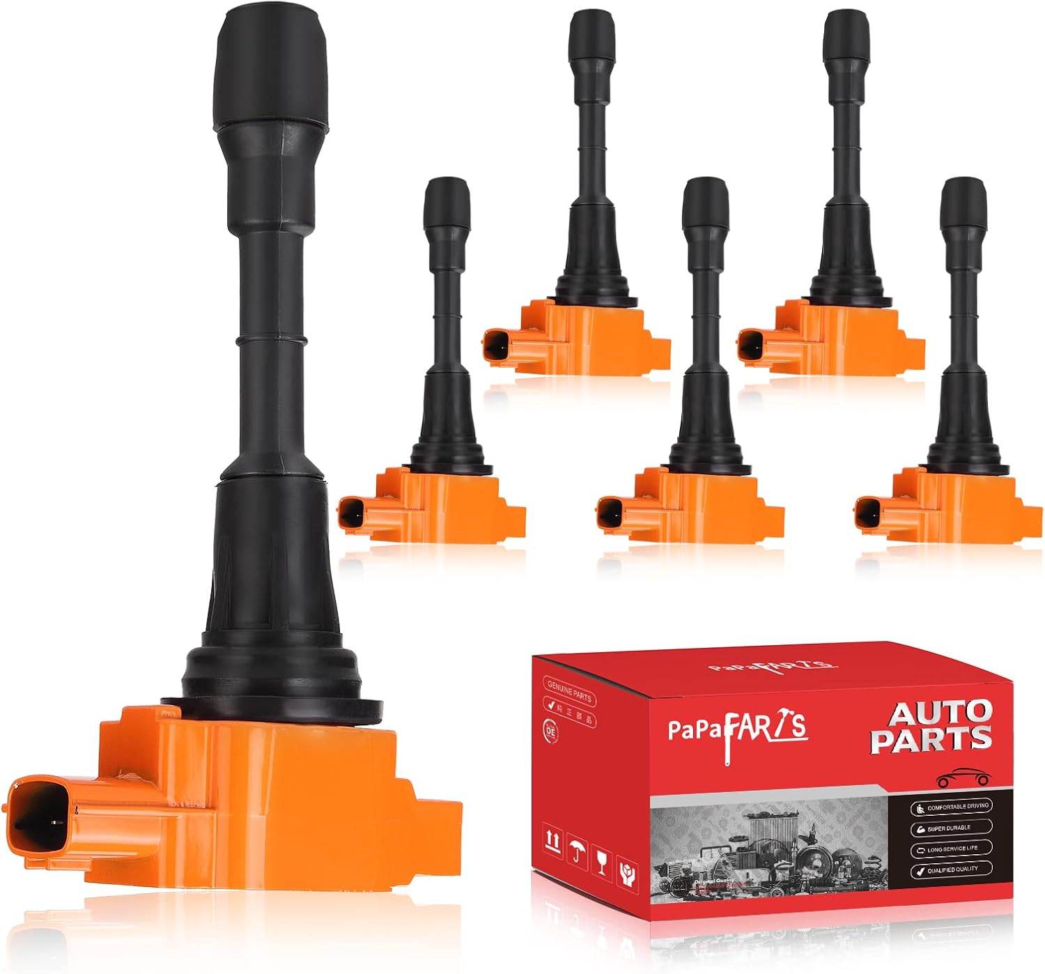 Juego de 6 bobinas de encendido UF617 compatibles con Infiniti 370Z G37 M37 Q50 Q60 Q70 QX50 QX70 Nissan 370Z 3.7L V6