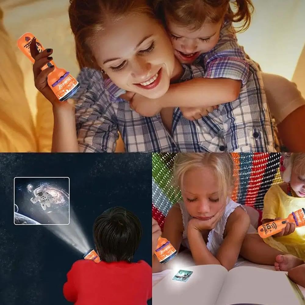 WSRRDRECVHi Proyector de linterna de Halloween para niños, proyector de diapositivas, luz de proyección de antorcha para dormir, juguetes educativos